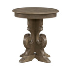 Table d'appoint à piédestal, avec volutes, ronde, blanc antique / bisque vieilli, 1 pièce