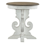 Table d'appoint à piédestal, avec volutes, ronde, blanc antique / bisque vieilli, 1 pièce