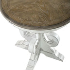 Table d'appoint à piédestal, avec volutes, ronde, blanc antique / bisque vieilli, 1 pièce