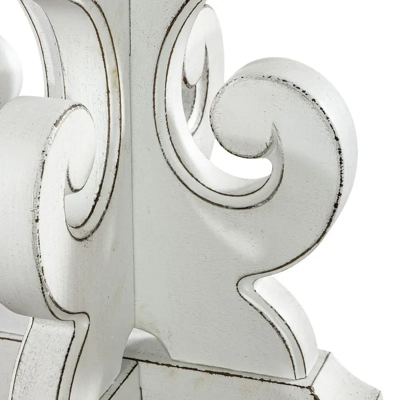 Table d'appoint à piédestal, avec volutes, ronde, blanc antique / bisque vieilli, 1 pièce