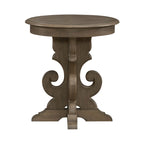 Table d'appoint à piédestal, avec volutes, ronde, blanc antique / bisque vieilli, 1 pièce