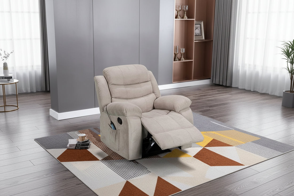 Fauteuil inclinable individuel avec massage et chaleur – Chenille/Velours, plusieurs coloris