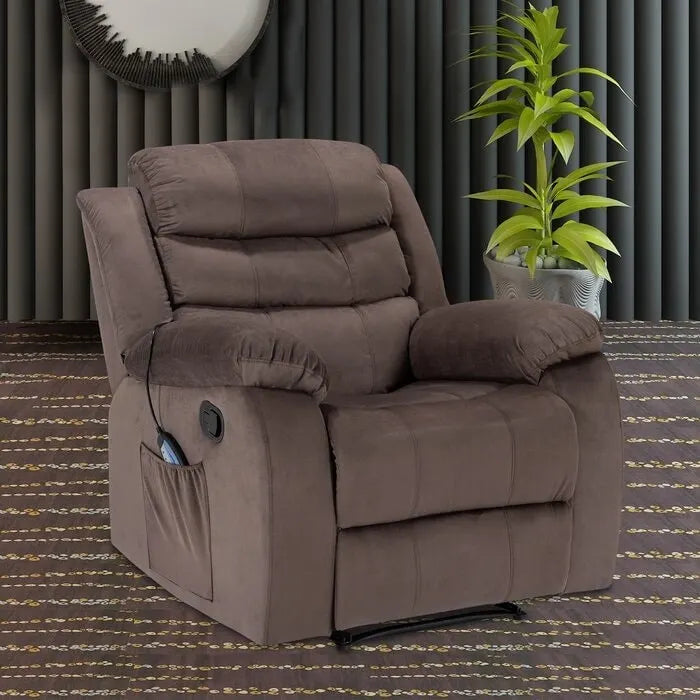 Fauteuil inclinable individuel avec massage et chaleur – Chenille/Velours, plusieurs coloris
