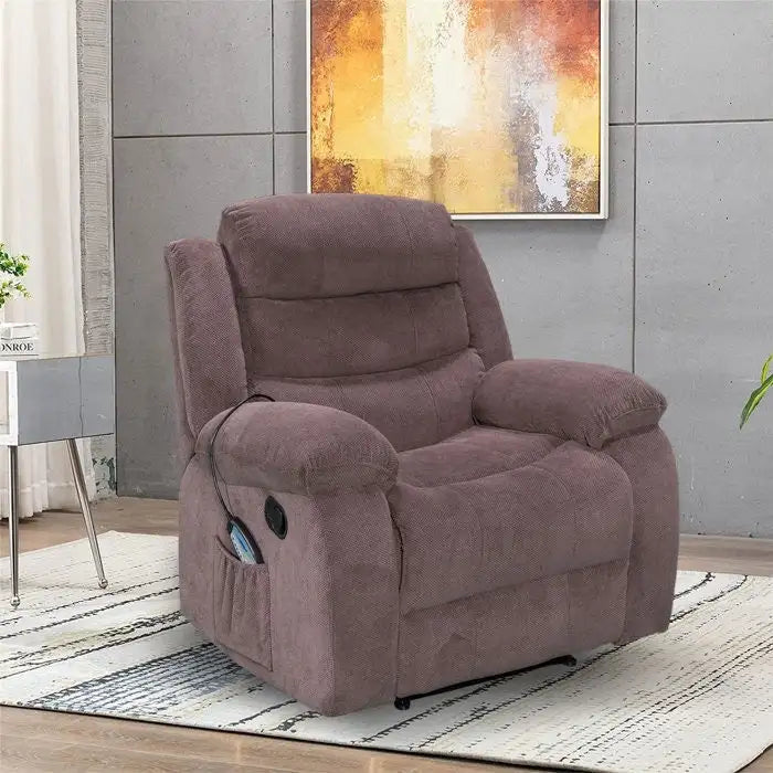 Fauteuil inclinable individuel avec massage et chaleur – Chenille/Velours, plusieurs coloris