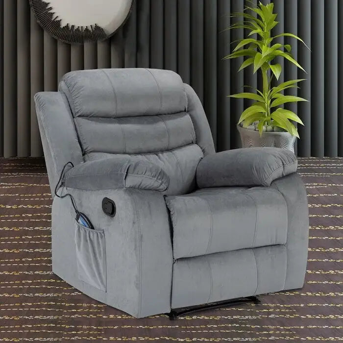 Fauteuil inclinable individuel avec massage et chaleur – Chenille/Velours, plusieurs coloris