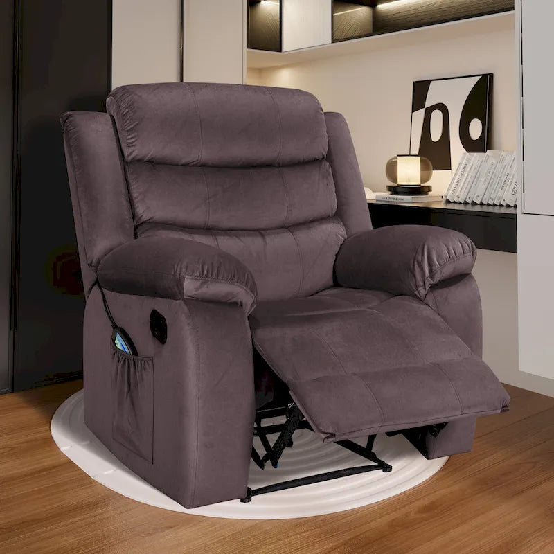 Fauteuil inclinable individuel avec massage et chaleur – Chenille/Velours, plusieurs coloris