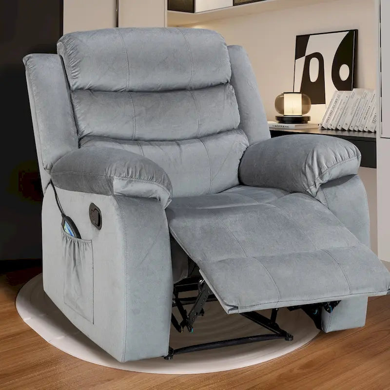 Fauteuil inclinable individuel avec massage et chaleur – Chenille/Velours, plusieurs coloris