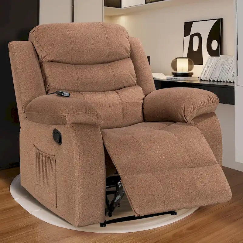 Fauteuil inclinable individuel avec massage et chaleur – Chenille/Velours, plusieurs coloris