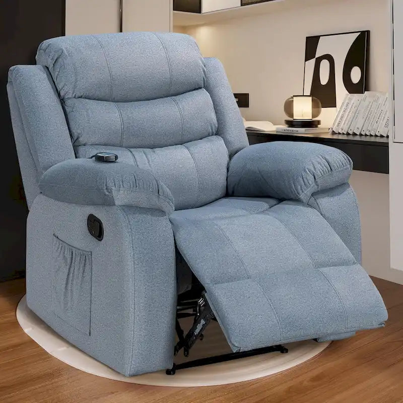 Fauteuil inclinable individuel avec massage et chaleur – Chenille/Velours, plusieurs coloris
