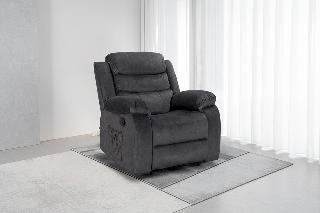 Fauteuil inclinable individuel avec massage et chaleur – Chenille/Velours, plusieurs coloris