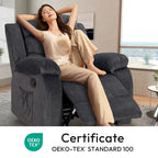 Fauteuil inclinable individuel avec massage et chaleur – Chenille/Velours, plusieurs coloris