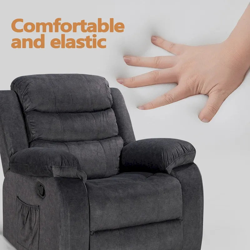 Fauteuil inclinable individuel avec massage et chaleur – Chenille/Velours, plusieurs coloris
