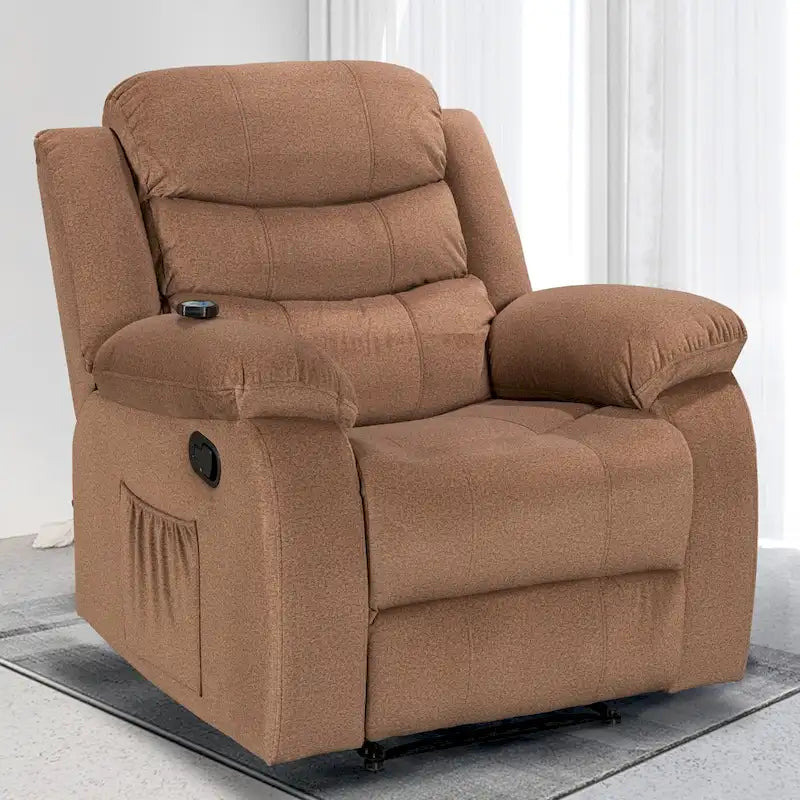 Fauteuil inclinable individuel avec massage et chaleur – Chenille/Velours, plusieurs coloris
