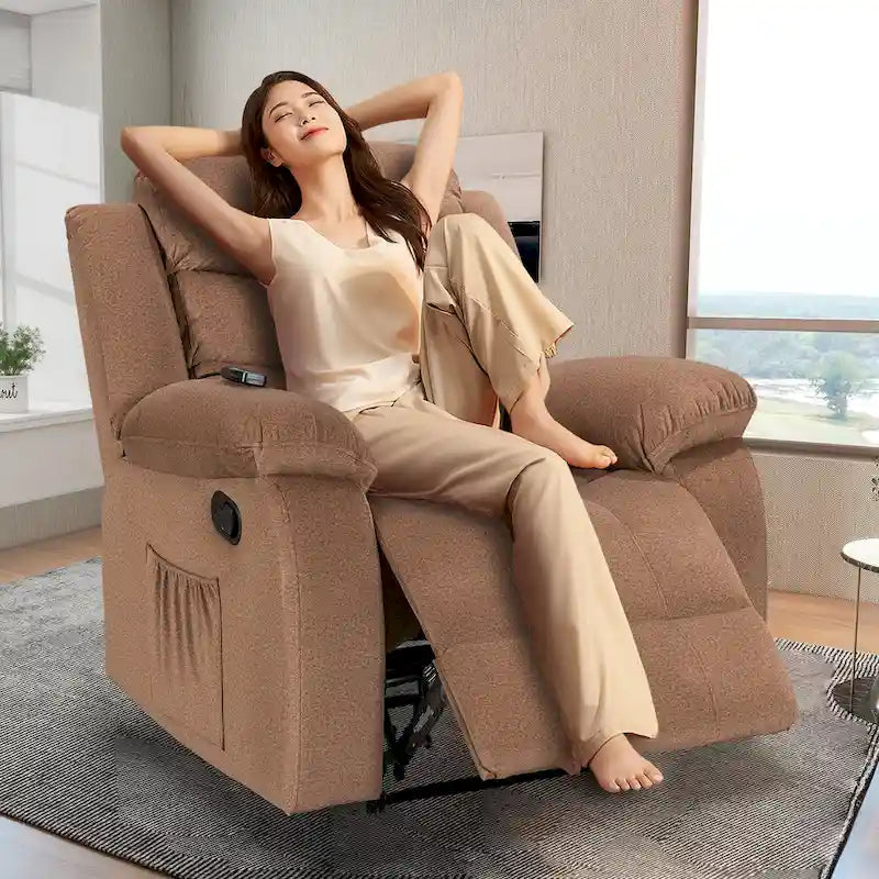 Fauteuil inclinable individuel avec massage et chaleur – Chenille/Velours, plusieurs coloris