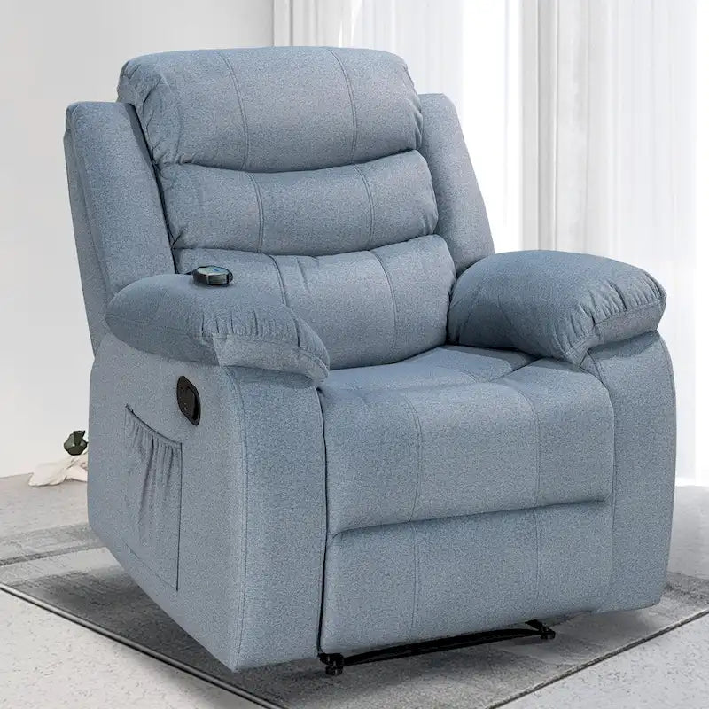 Fauteuil inclinable individuel avec massage et chaleur – Chenille/Velours, plusieurs coloris