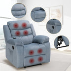 Fauteuil inclinable individuel avec massage et chaleur – Chenille/Velours, plusieurs coloris