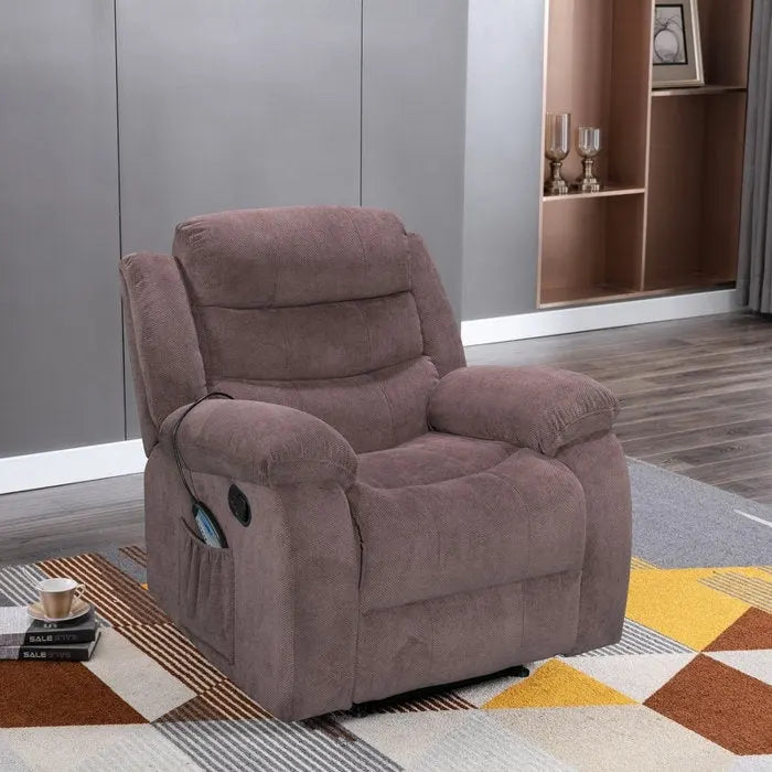 Fauteuil inclinable individuel avec massage et chaleur – Chenille/Velours, plusieurs coloris