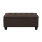 Banc de rangement capitonné bleu/marron, 3 pièces