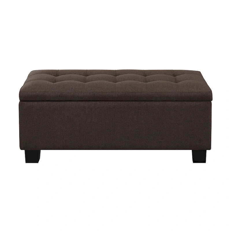 Banc de rangement capitonné bleu/marron, 3 pièces