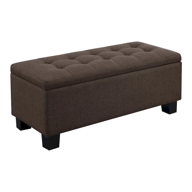 Banc de rangement capitonné bleu/marron, 3 pièces