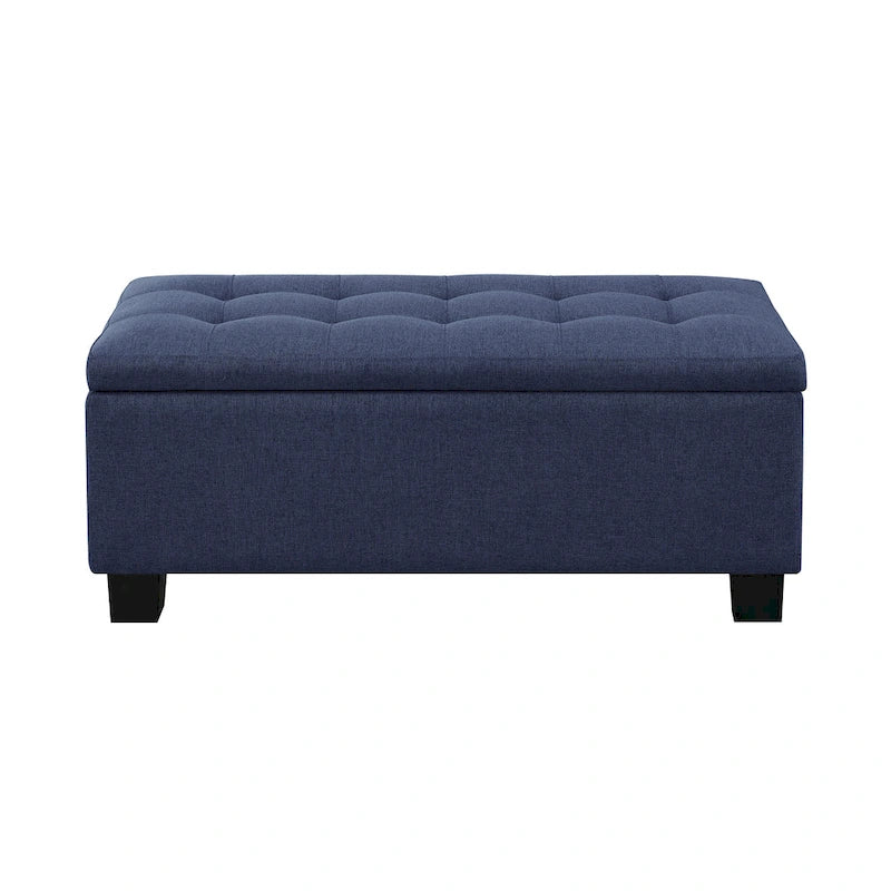 Banc de rangement capitonné bleu/marron, 3 pièces