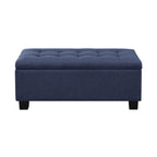 Banc de rangement capitonné bleu/marron, 3 pièces