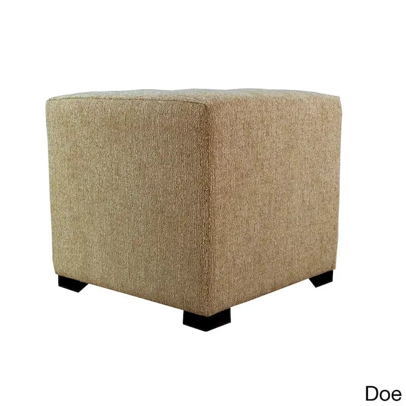 Pouffe carré capitonné 4 boutons, 1 place - Anthracite / Fauve / Gris / Sarcelle