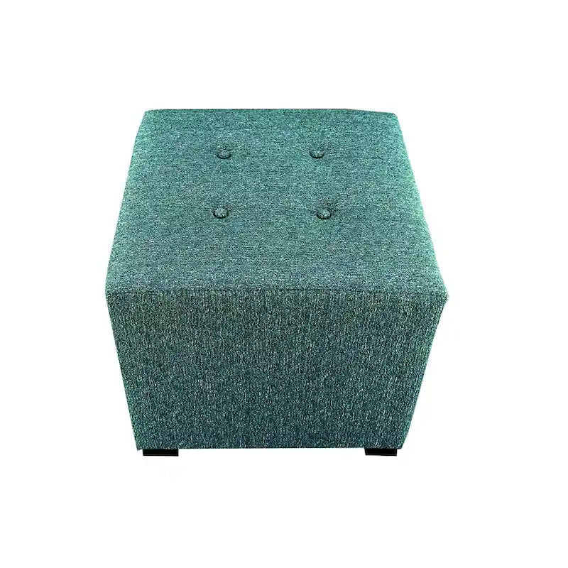 Pouffe carré capitonné 4 boutons, 1 place - Anthracite / Fauve / Gris / Sarcelle