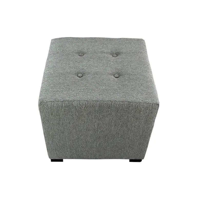 Pouffe carré capitonné 4 boutons, 1 place - Anthracite / Fauve / Gris / Sarcelle