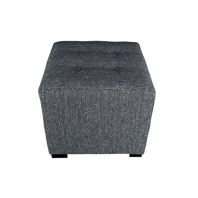 Pouffe carré capitonné 4 boutons, 1 place - Anthracite / Fauve / Gris / Sarcelle