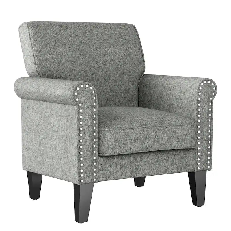 Fauteuil d'appoint à accoudoirs arrondis – Chenille/Tweed, 1 place, plusieurs coloris