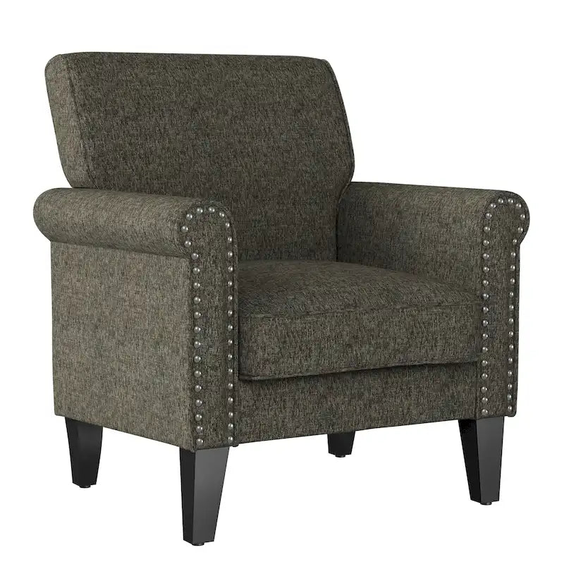 Fauteuil d'appoint à accoudoirs arrondis – Chenille/Tweed, 1 place, plusieurs coloris