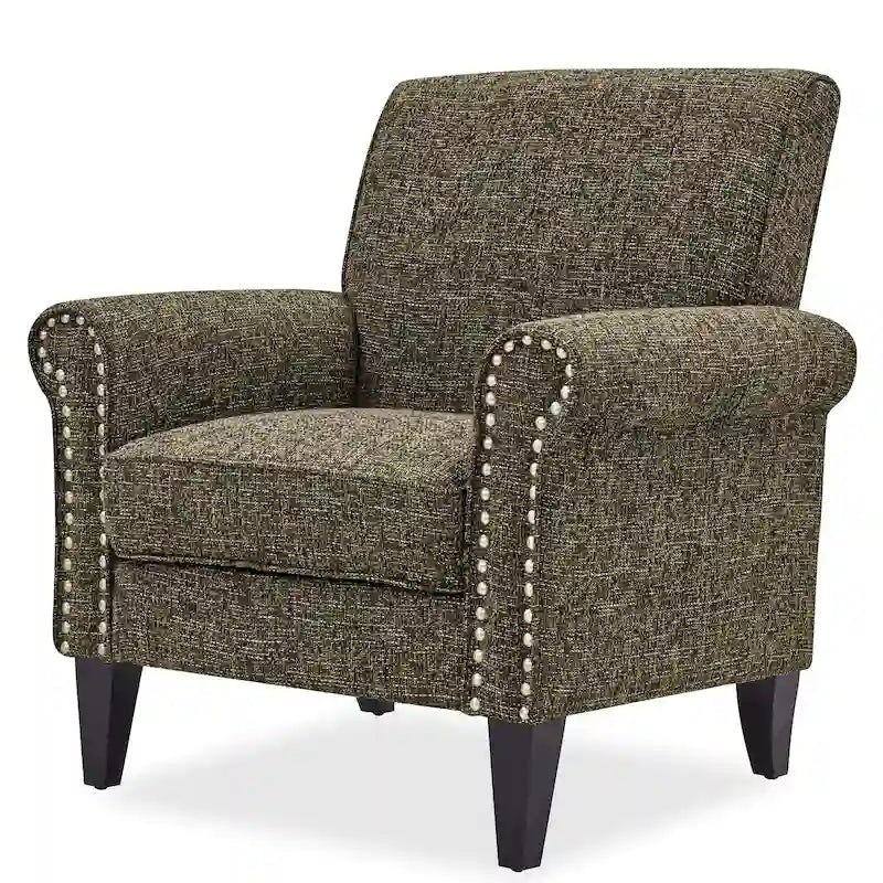 Fauteuil d'appoint à accoudoirs arrondis – Chenille/Tweed, 1 place, plusieurs coloris