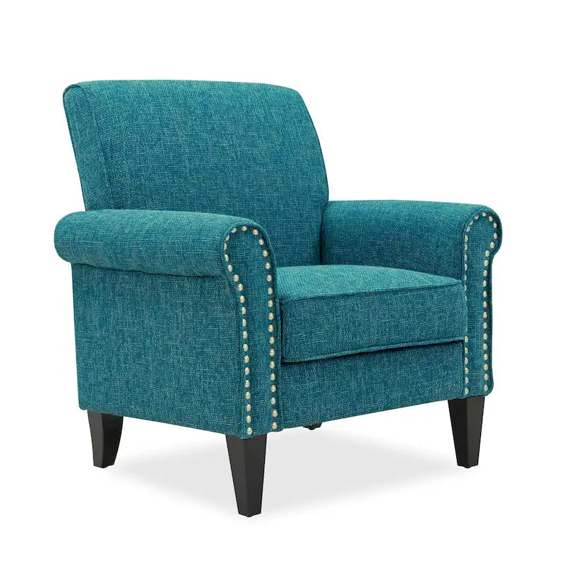Fauteuil d'appoint à accoudoirs arrondis – Chenille/Tweed, 1 place, plusieurs coloris