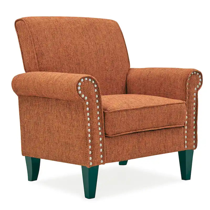 Fauteuil d'appoint à accoudoirs arrondis – Chenille/Tweed, 1 place, plusieurs coloris
