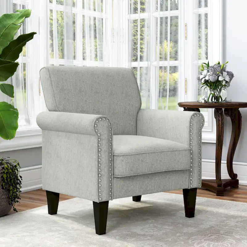 Fauteuil d'appoint à accoudoirs arrondis – Chenille/Tweed, 1 place, plusieurs coloris