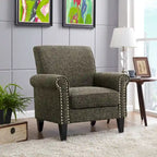 Fauteuil d'appoint à accoudoirs arrondis – Chenille/Tweed, 1 place, plusieurs coloris