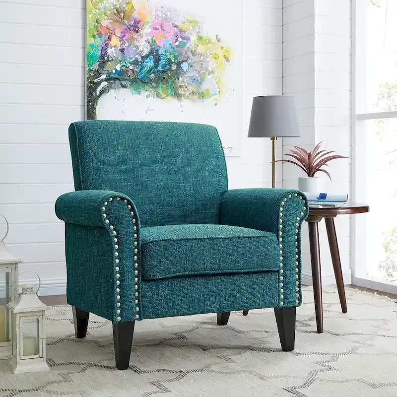 Fauteuil d'appoint à accoudoirs arrondis – Chenille/Tweed, 1 place, plusieurs coloris