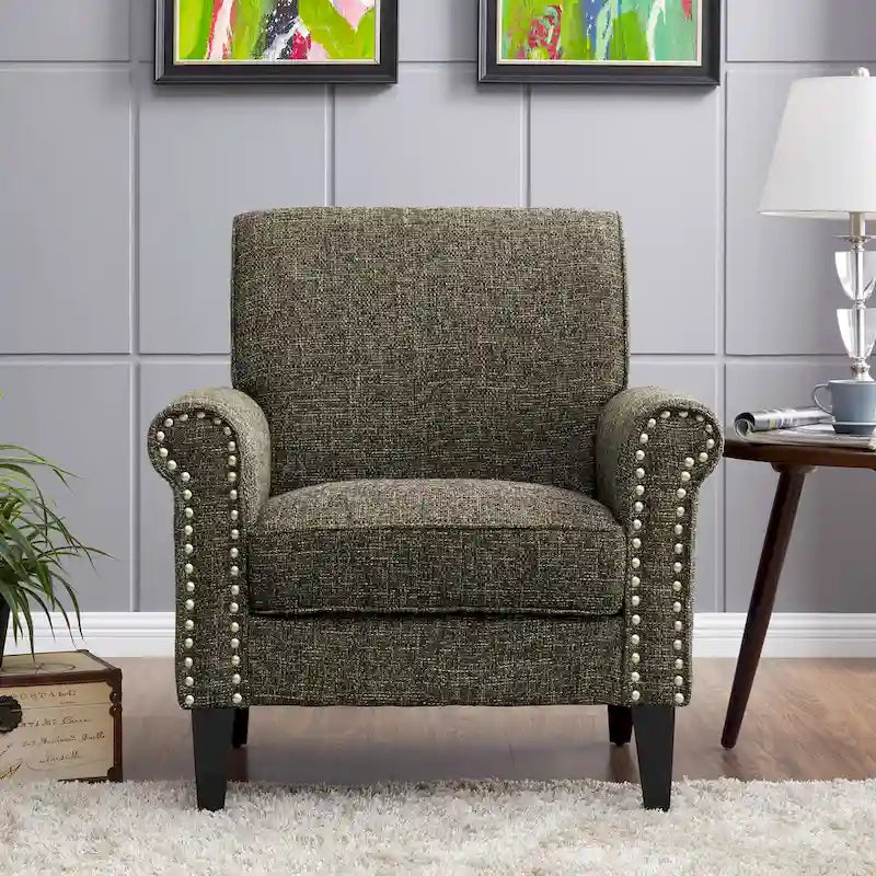 Fauteuil d'appoint à accoudoirs arrondis – Chenille/Tweed, 1 place, plusieurs coloris