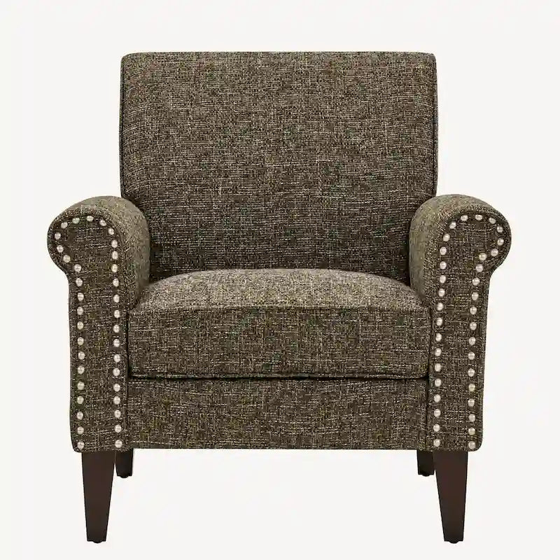 Fauteuil d'appoint à accoudoirs arrondis – Chenille/Tweed, 1 place, plusieurs coloris