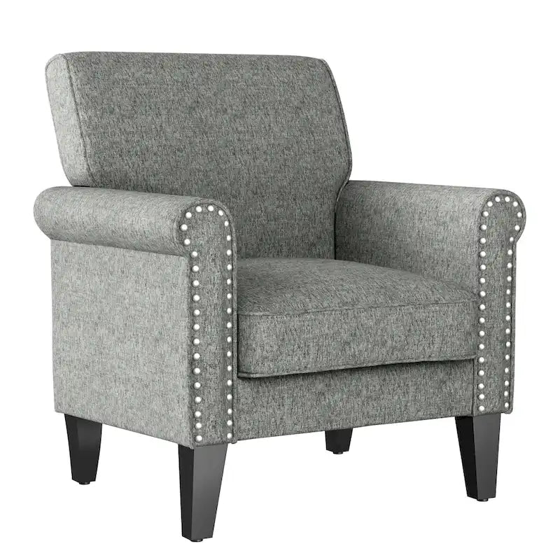Fauteuil d'appoint à accoudoirs arrondis – Chenille/Tweed, 1 place, plusieurs coloris