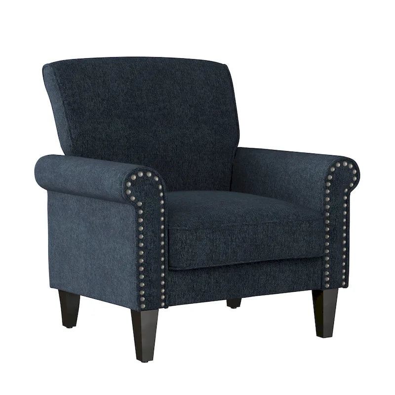 Fauteuil d'appoint à accoudoirs arrondis – Chenille/Tweed, 1 place, plusieurs coloris