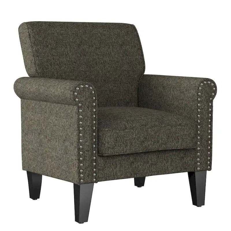 Fauteuil d'appoint à accoudoirs arrondis – Chenille/Tweed, 1 place, plusieurs coloris