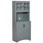 Buffet de cuisine blanc/gris avec porte vitrée, pour foyer de 2 personnes