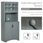 Buffet de cuisine blanc/gris avec porte vitrée, pour foyer de 2 personnes