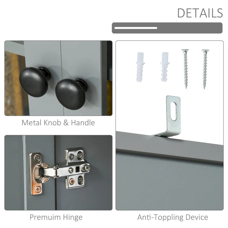 Buffet de cuisine blanc/gris avec porte vitrée, pour foyer de 2 personnes