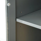 Buffet de cuisine blanc/gris avec porte vitrée, pour foyer de 2 personnes