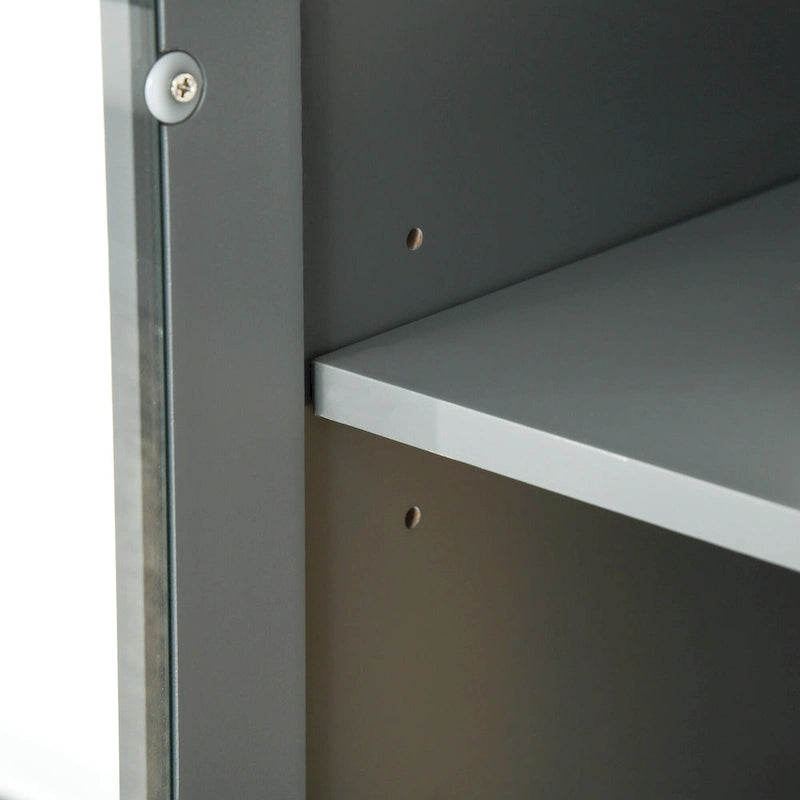 Buffet de cuisine blanc/gris avec porte vitrée, pour foyer de 2 personnes