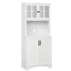 Buffet de cuisine blanc/gris avec porte vitrée, pour foyer de 2 personnes
