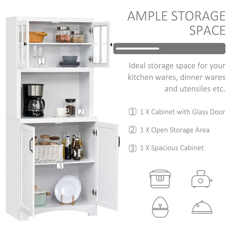 Buffet de cuisine blanc/gris avec porte vitrée, pour foyer de 2 personnes